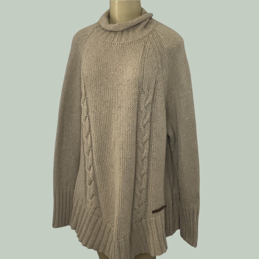 Holebrook Sweden Sweater Womens M Cable Knit Alpaca Blend Turtleneck Pullover